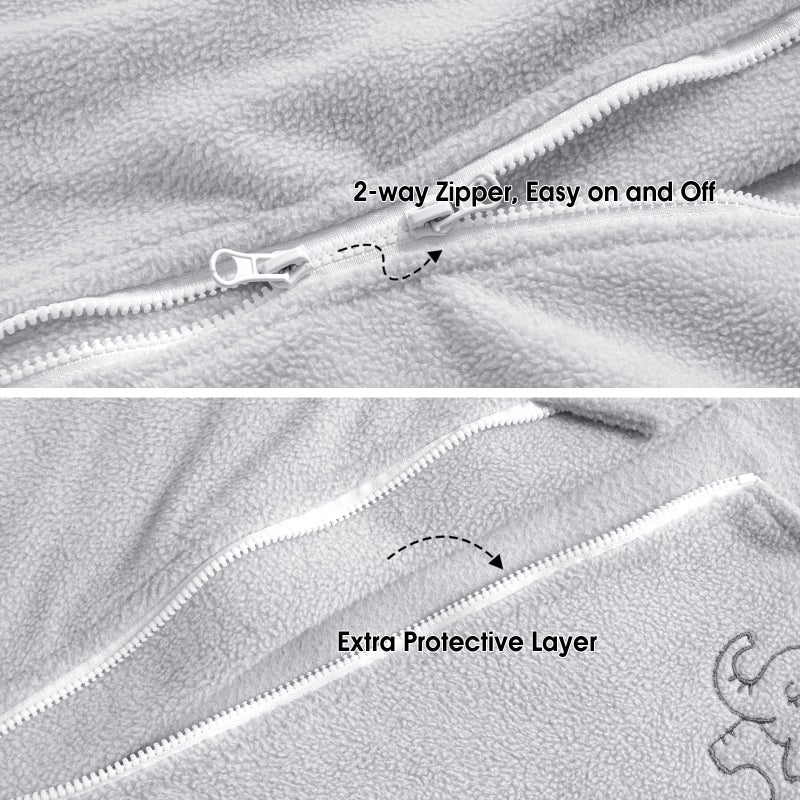 PHF Warm Micro-Fleece Baby Sleep Sack 12-18 Months, Soft Baby Wearable Blanket, 2-Way Zipper Sleeping Bags, 2 Pack Comfy Sleeping Sack for Infant Newborn Boys, Large Size, White&Grey - Image 5